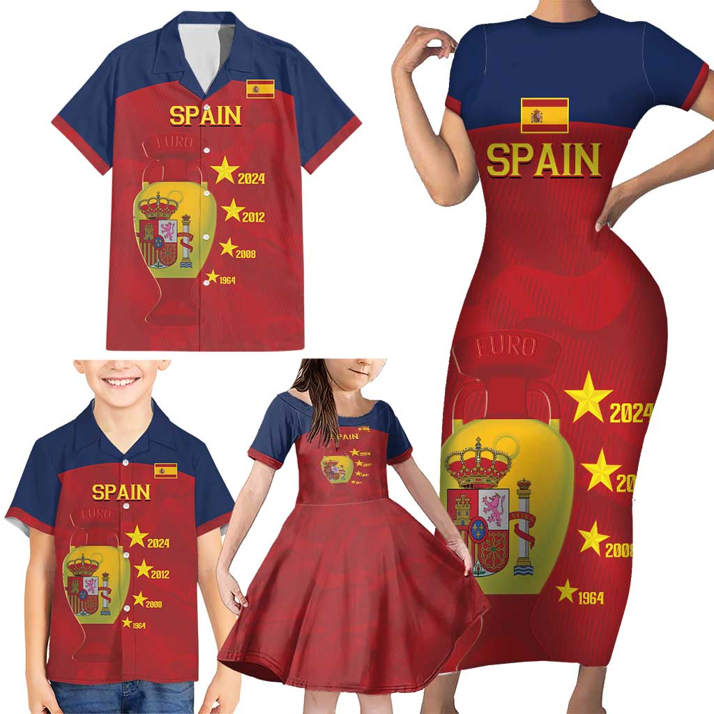 Spain Football Family Matching Short Sleeve Bodycon Dress and Hawaiian Shirt 4th We Are The Champions - Wonder Print Shop