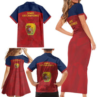 Spain Football Family Matching Short Sleeve Bodycon Dress and Hawaiian Shirt 4th We Are The Champions - Wonder Print Shop