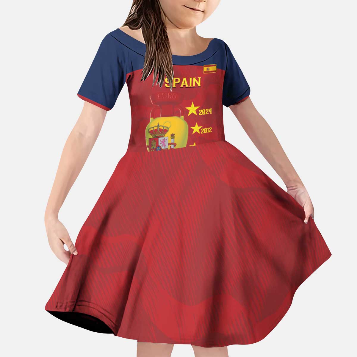 Spain Football Kid Short Sleeve Dress 4th We Are The Champions - Wonder Print Shop