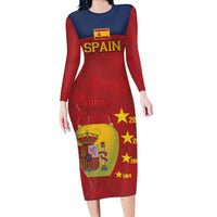 Spain Football Long Sleeve Bodycon Dress 4th We Are The Champions - Wonder Print Shop
