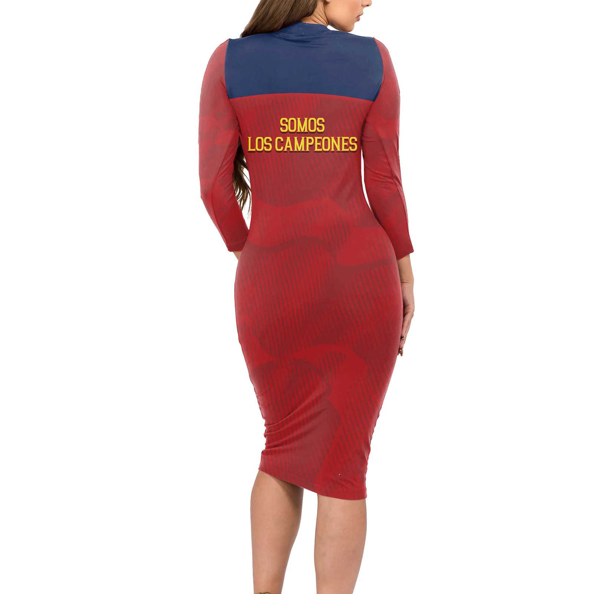 Spain Football Long Sleeve Bodycon Dress 4th We Are The Champions - Wonder Print Shop