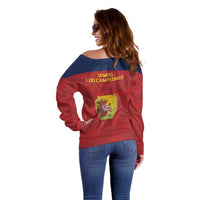 Spain Football Off Shoulder Sweater 4th We Are The Champions - Wonder Print Shop