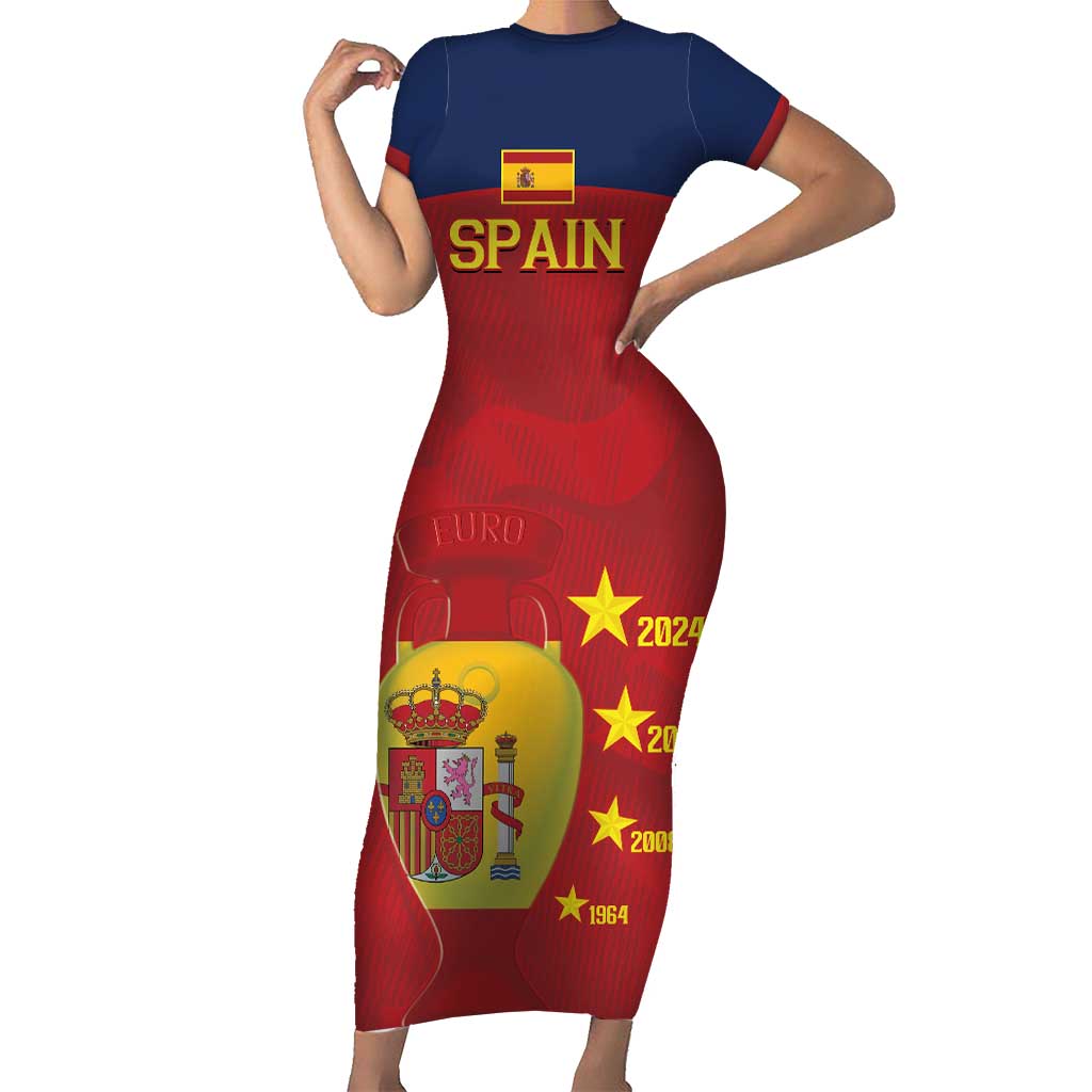 Spain Football Short Sleeve Bodycon Dress 4th We Are The Champions - Wonder Print Shop