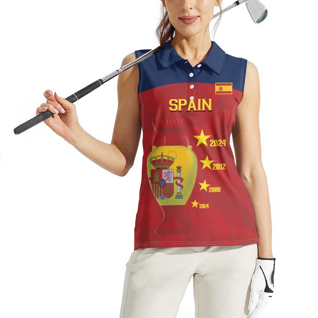 Spain Football Women Sleeveless Polo Shirt 4th We Are The Champions - Wonder Print Shop