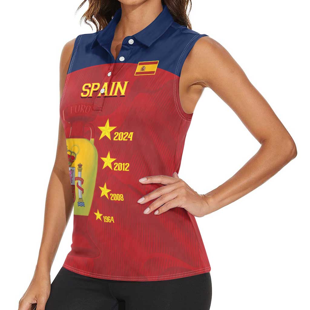 Spain Football Women Sleeveless Polo Shirt 4th We Are The Champions - Wonder Print Shop