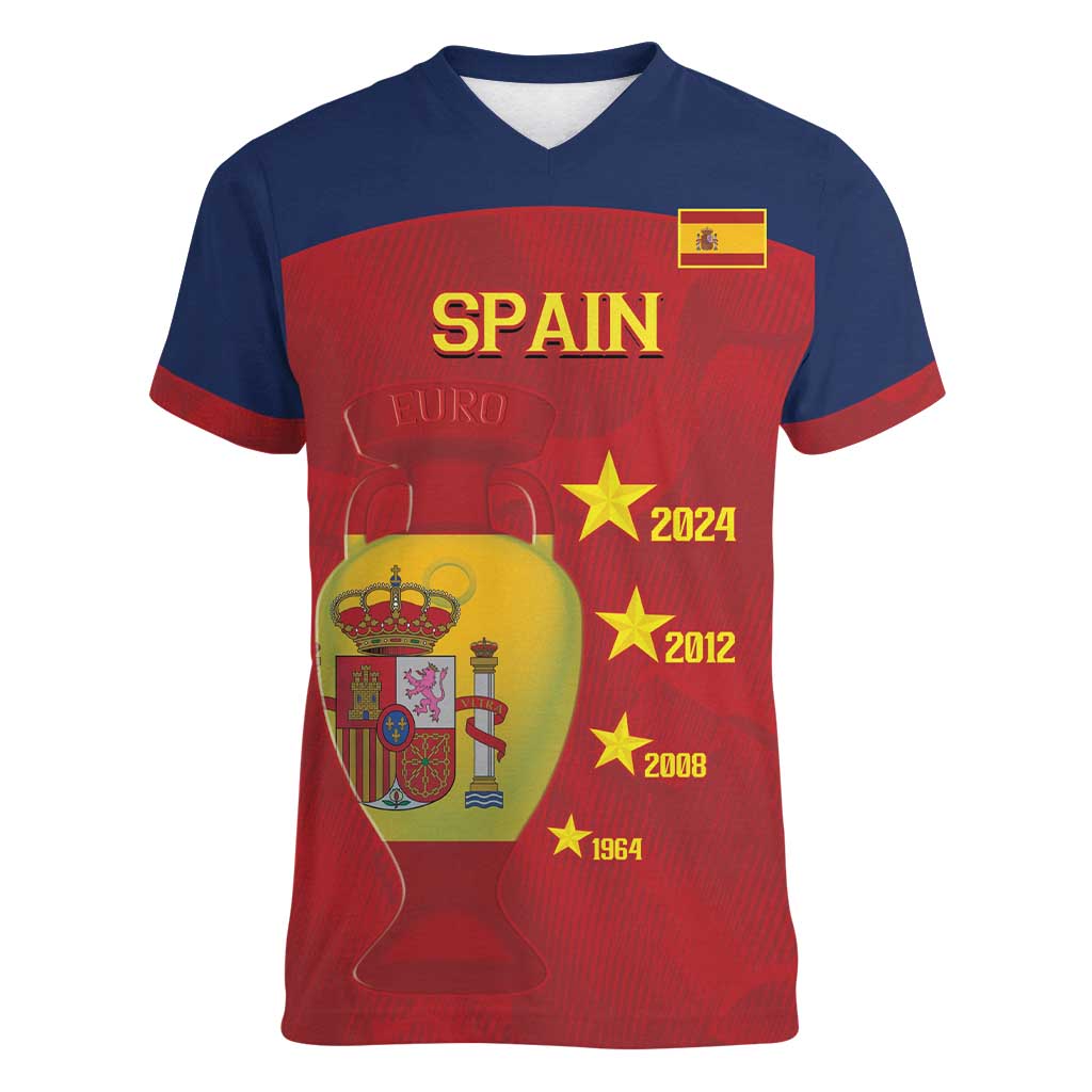 Spain Football Women V-Neck T-Shirt 4th We Are The Champions - Wonder Print Shop