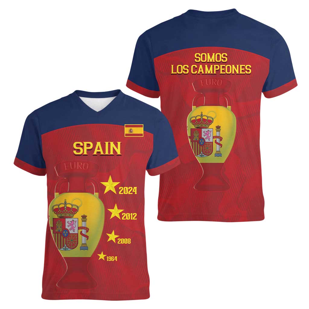 Spain Football Women V-Neck T-Shirt 4th We Are The Champions - Wonder Print Shop