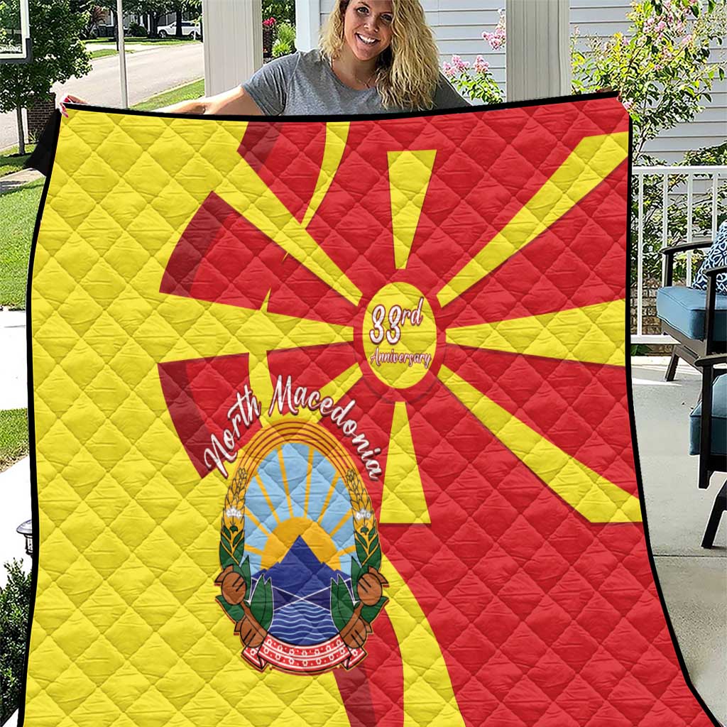 North Macedonia National Day Quilt Happy 33rd Anniversary Flag Style - Wonder Print Shop