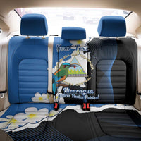 Personalized Nicaragua Independence Day Back Car Seat Cover Nicaraguan Guardabarranco Mix Sacuanjoche Flowers - Wonder Print Shop