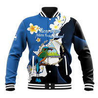 Personalized Nicaragua Independence Day Baseball Jacket Nicaraguan Guardabarranco Mix Sacuanjoche Flowers - Wonder Print Shop