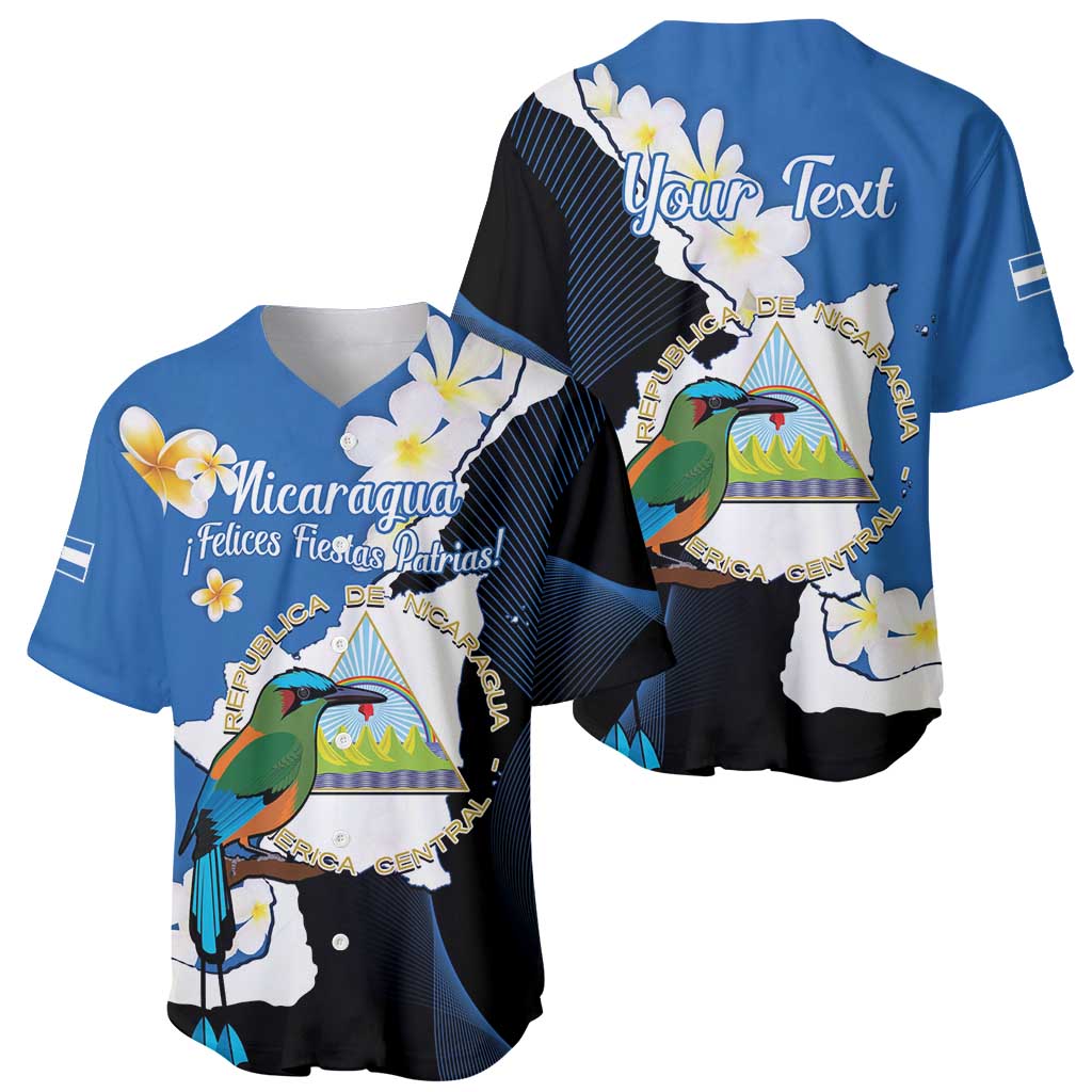 Personalized Nicaragua Independence Day Baseball Jersey Nicaraguan Guardabarranco Mix Sacuanjoche Flowers - Wonder Print Shop