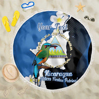 Personalized Nicaragua Independence Day Beach Blanket Nicaraguan Guardabarranco Mix Sacuanjoche Flowers - Wonder Print Shop