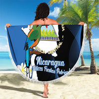 Personalized Nicaragua Independence Day Beach Blanket Nicaraguan Guardabarranco Mix Sacuanjoche Flowers - Wonder Print Shop