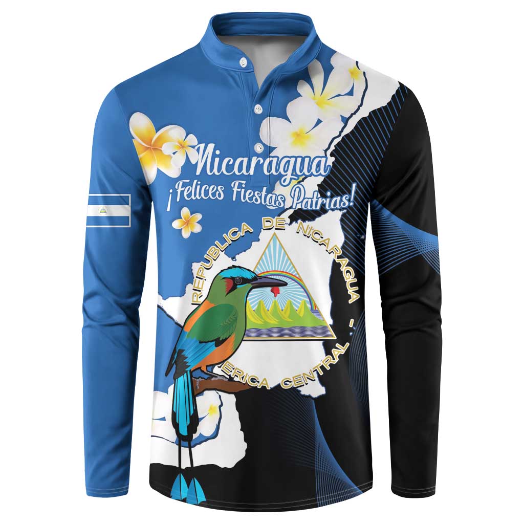 Personalized Nicaragua Independence Day Button Sweatshirt Nicaraguan Guardabarranco Mix Sacuanjoche Flowers - Wonder Print Shop
