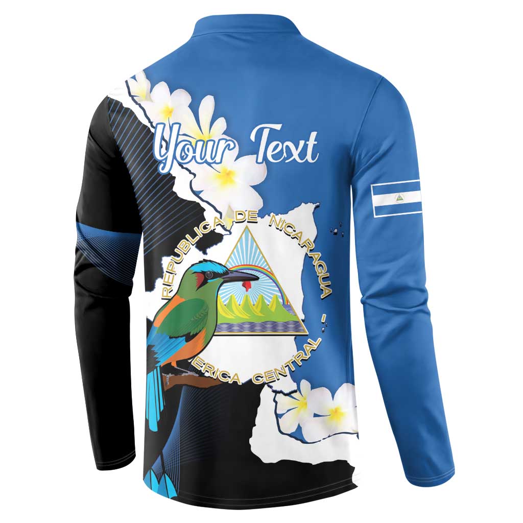 Personalized Nicaragua Independence Day Button Sweatshirt Nicaraguan Guardabarranco Mix Sacuanjoche Flowers - Wonder Print Shop
