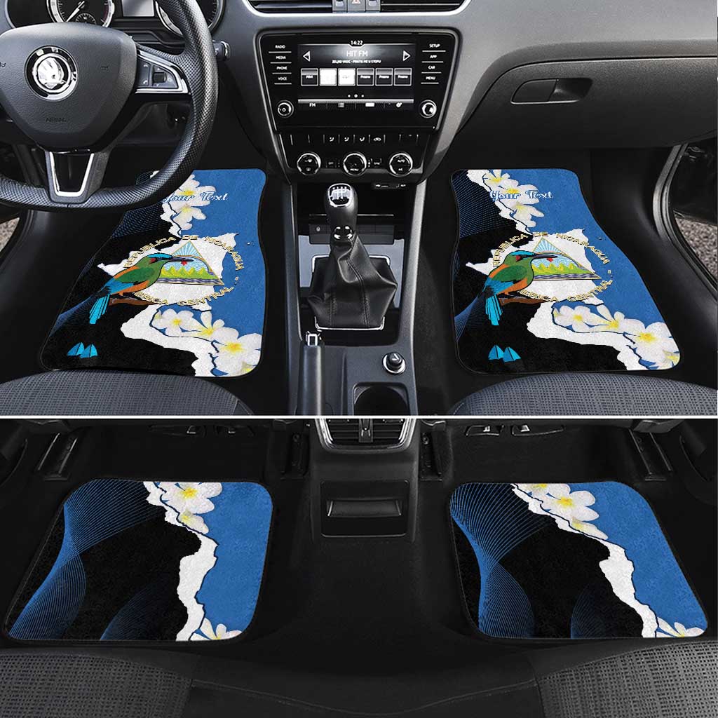 Personalized Nicaragua Independence Day Car Mats Nicaraguan Guardabarranco Mix Sacuanjoche Flowers - Wonder Print Shop