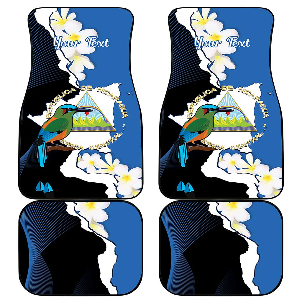 Personalized Nicaragua Independence Day Car Mats Nicaraguan Guardabarranco Mix Sacuanjoche Flowers - Wonder Print Shop