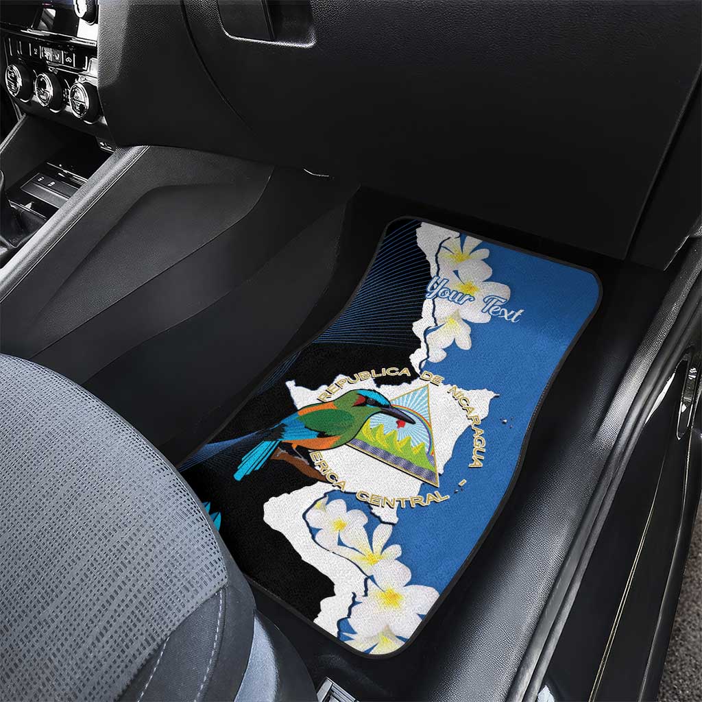 Personalized Nicaragua Independence Day Car Mats Nicaraguan Guardabarranco Mix Sacuanjoche Flowers - Wonder Print Shop