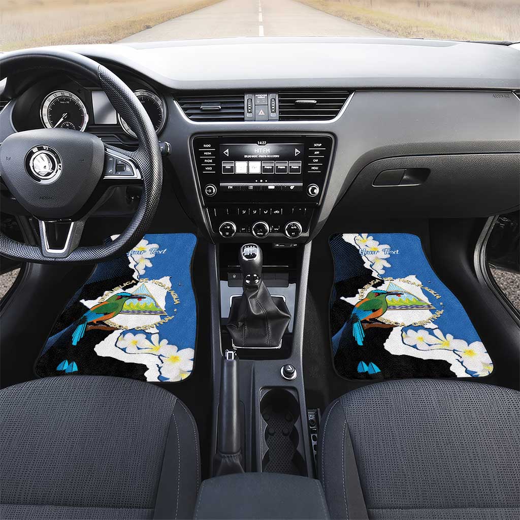 Personalized Nicaragua Independence Day Car Mats Nicaraguan Guardabarranco Mix Sacuanjoche Flowers - Wonder Print Shop