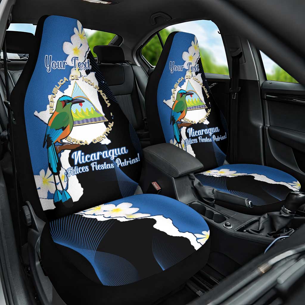 Personalized Nicaragua Independence Day Car Seat Cover Nicaraguan Guardabarranco Mix Sacuanjoche Flowers - Wonder Print Shop