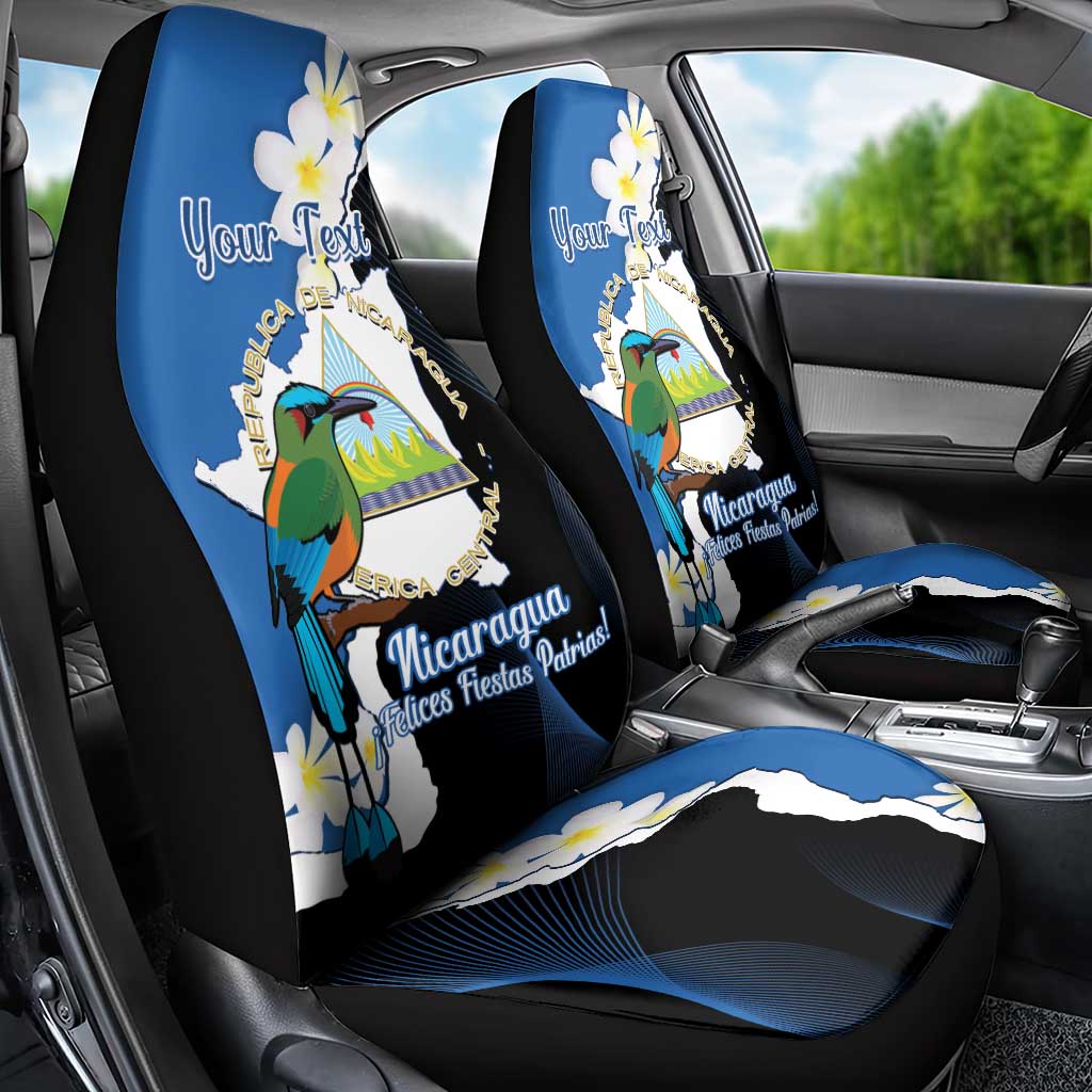 Personalized Nicaragua Independence Day Car Seat Cover Nicaraguan Guardabarranco Mix Sacuanjoche Flowers - Wonder Print Shop