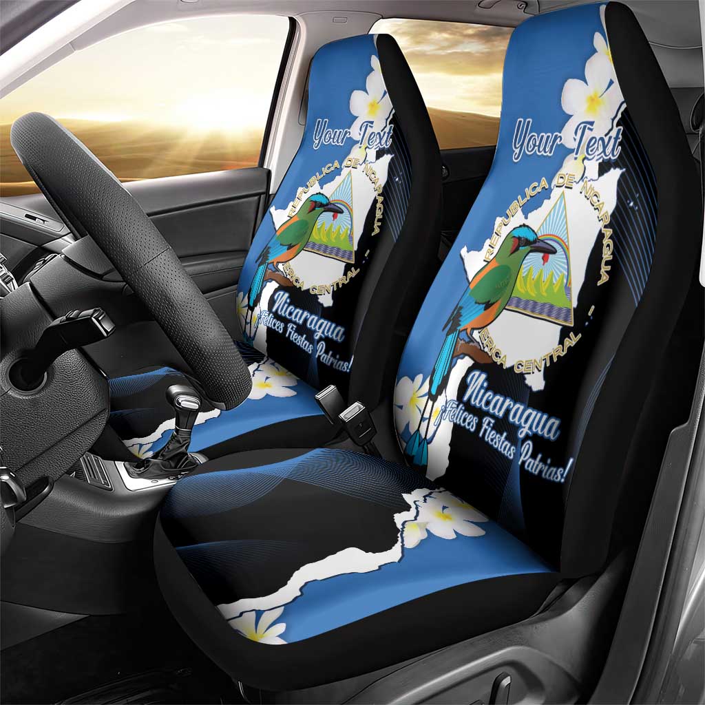 Personalized Nicaragua Independence Day Car Seat Cover Nicaraguan Guardabarranco Mix Sacuanjoche Flowers - Wonder Print Shop