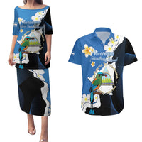 Personalized Nicaragua Independence Day Couples Matching Puletasi and Hawaiian Shirt Nicaraguan Guardabarranco Mix Sacuanjoche Flowers - Wonder Print Shop