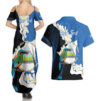 Personalized Nicaragua Independence Day Couples Matching Summer Maxi Dress and Hawaiian Shirt Nicaraguan Guardabarranco Mix Sacuanjoche Flowers - Wonder Print Shop