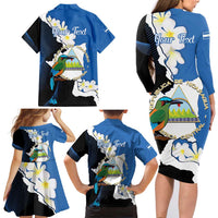 Personalized Nicaragua Independence Day Family Matching Long Sleeve Bodycon Dress and Hawaiian Shirt Nicaraguan Guardabarranco Mix Sacuanjoche Flowers - Wonder Print Shop