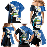 Personalized Nicaragua Independence Day Family Matching Mermaid Dress and Hawaiian Shirt Nicaraguan Guardabarranco Mix Sacuanjoche Flowers - Wonder Print Shop