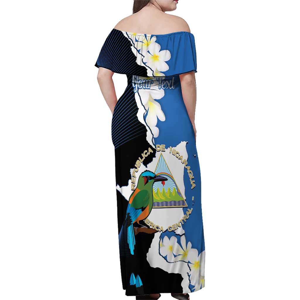 Personalized Nicaragua Independence Day Family Matching Off Shoulder Maxi Dress and Hawaiian Shirt Nicaraguan Guardabarranco Mix Sacuanjoche Flowers - Wonder Print Shop