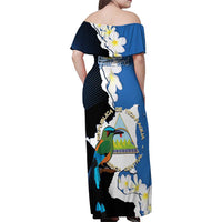 Personalized Nicaragua Independence Day Family Matching Off Shoulder Maxi Dress and Hawaiian Shirt Nicaraguan Guardabarranco Mix Sacuanjoche Flowers - Wonder Print Shop