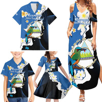 Personalized Nicaragua Independence Day Family Matching Summer Maxi Dress and Hawaiian Shirt Nicaraguan Guardabarranco Mix Sacuanjoche Flowers - Wonder Print Shop