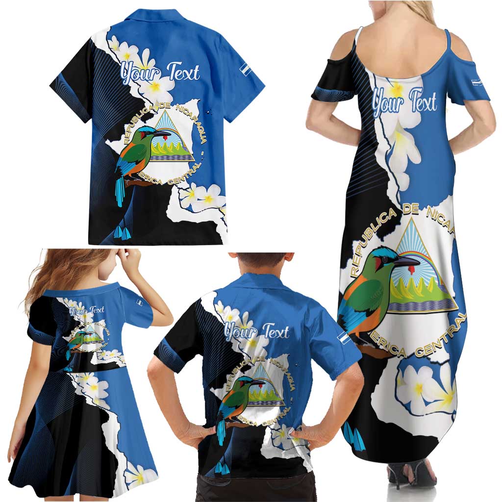 Personalized Nicaragua Independence Day Family Matching Summer Maxi Dress and Hawaiian Shirt Nicaraguan Guardabarranco Mix Sacuanjoche Flowers - Wonder Print Shop