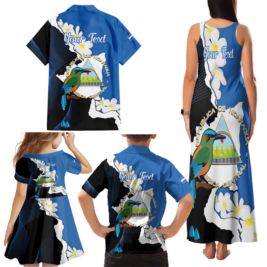 Personalized Nicaragua Independence Day Family Matching Tank Maxi Dress and Hawaiian Shirt Nicaraguan Guardabarranco Mix Sacuanjoche Flowers - Wonder Print Shop
