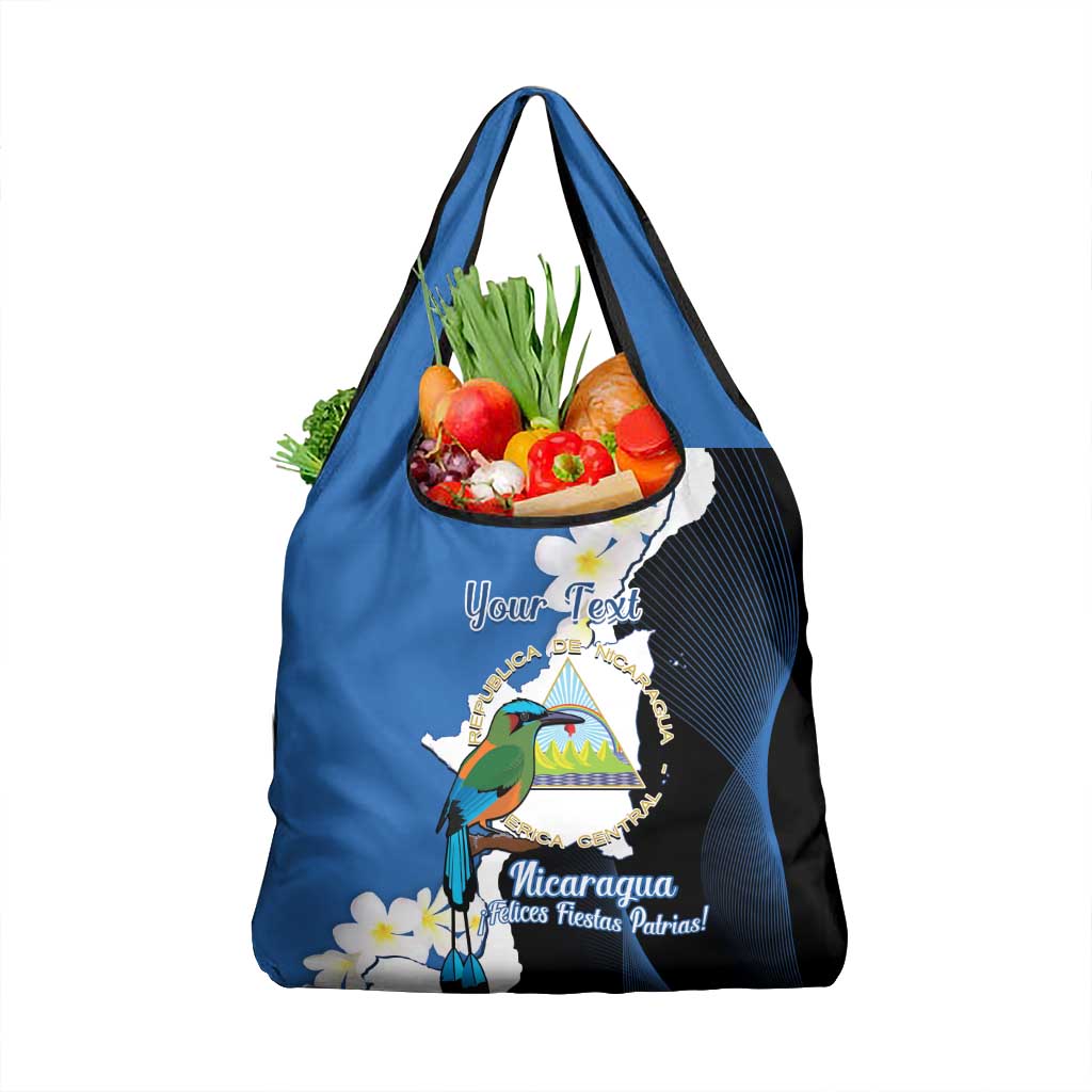 Personalized Nicaragua Independence Day Grocery Bag Nicaraguan Guardabarranco Mix Sacuanjoche Flowers