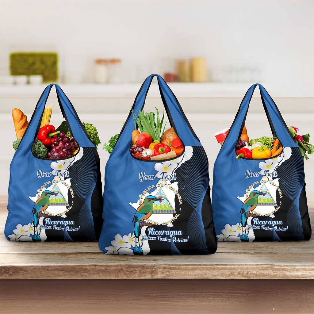 Personalized Nicaragua Independence Day Grocery Bag Nicaraguan Guardabarranco Mix Sacuanjoche Flowers