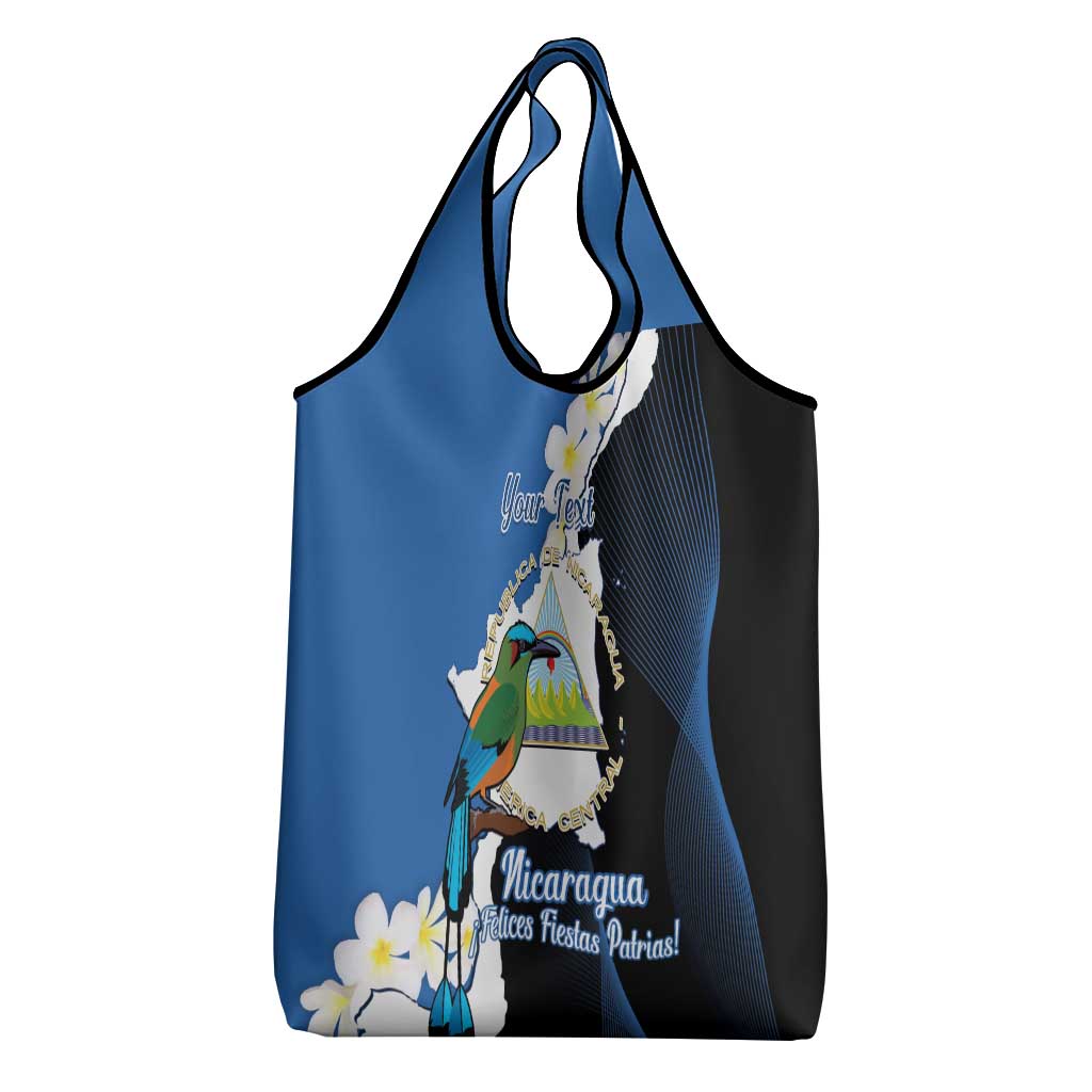 Personalized Nicaragua Independence Day Grocery Bag Nicaraguan Guardabarranco Mix Sacuanjoche Flowers