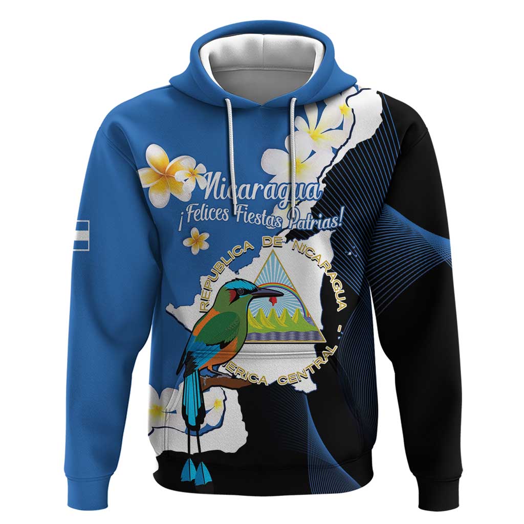 Personalized Nicaragua Independence Day Hoodie Nicaraguan Guardabarranco Mix Sacuanjoche Flowers - Wonder Print Shop