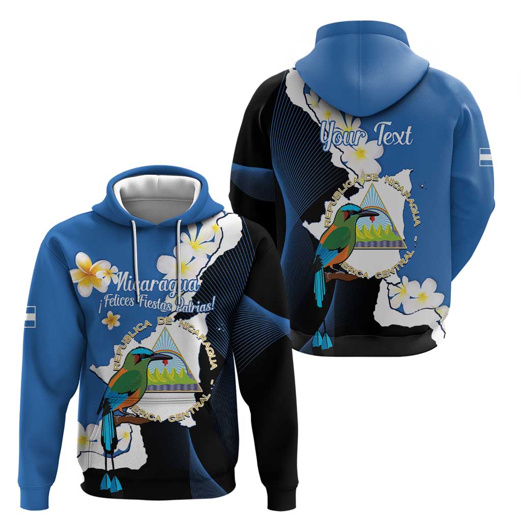 Personalized Nicaragua Independence Day Hoodie Nicaraguan Guardabarranco Mix Sacuanjoche Flowers - Wonder Print Shop