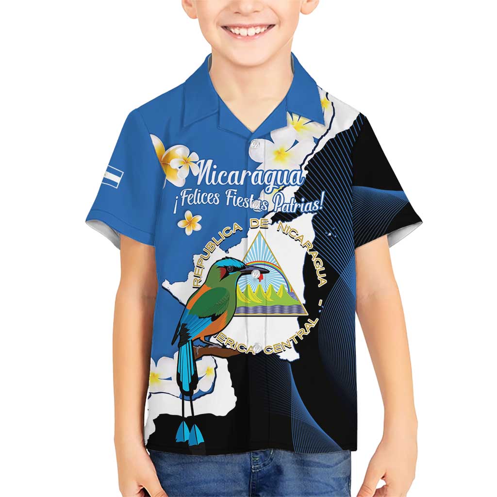 Personalized Nicaragua Independence Day Kid Hawaiian Shirt Nicaraguan Guardabarranco Mix Sacuanjoche Flowers - Wonder Print Shop