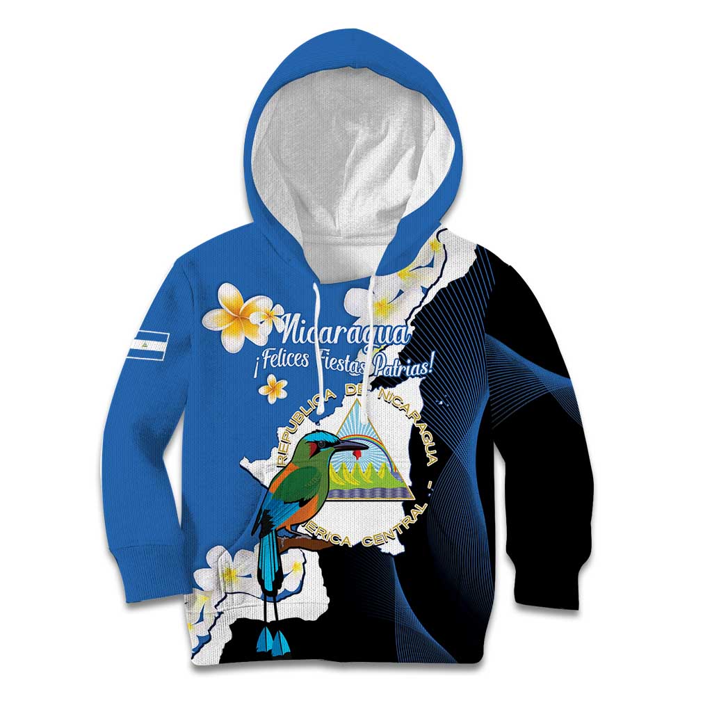 Personalized Nicaragua Independence Day Kid Hoodie Nicaraguan Guardabarranco Mix Sacuanjoche Flowers - Wonder Print Shop