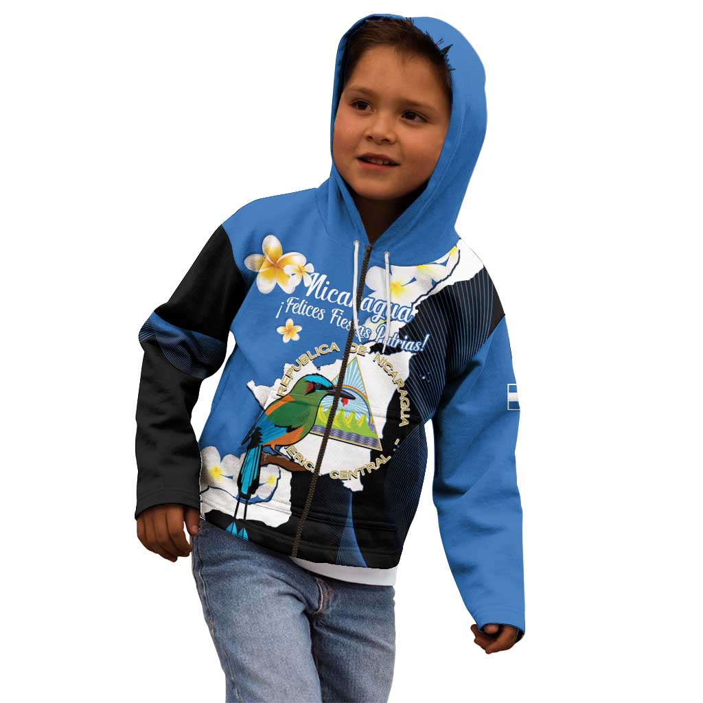 Personalized Nicaragua Independence Day Kid Hoodie Nicaraguan Guardabarranco Mix Sacuanjoche Flowers - Wonder Print Shop
