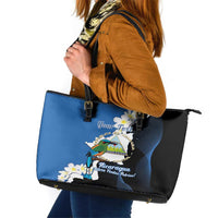 Personalized Nicaragua Independence Day Leather Tote Bag Nicaraguan Guardabarranco Mix Sacuanjoche Flowers - Wonder Print Shop