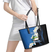 Personalized Nicaragua Independence Day Leather Tote Bag Nicaraguan Guardabarranco Mix Sacuanjoche Flowers - Wonder Print Shop