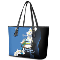 Personalized Nicaragua Independence Day Leather Tote Bag Nicaraguan Guardabarranco Mix Sacuanjoche Flowers - Wonder Print Shop