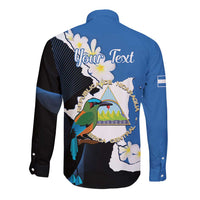 Personalized Nicaragua Independence Day Long Sleeve Button Shirt Nicaraguan Guardabarranco Mix Sacuanjoche Flowers - Wonder Print Shop