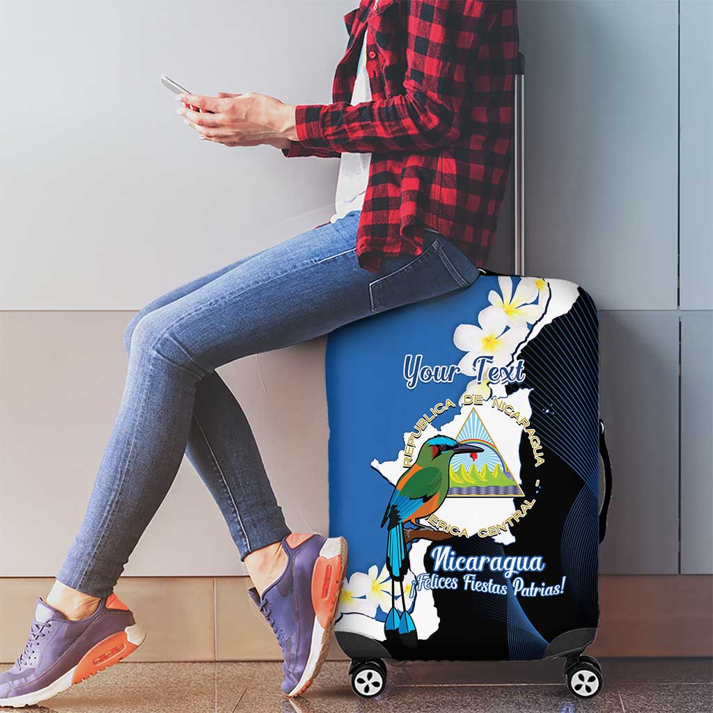 Personalized Nicaragua Independence Day Luggage Cover Nicaraguan Guardabarranco Mix Sacuanjoche Flowers - Wonder Print Shop