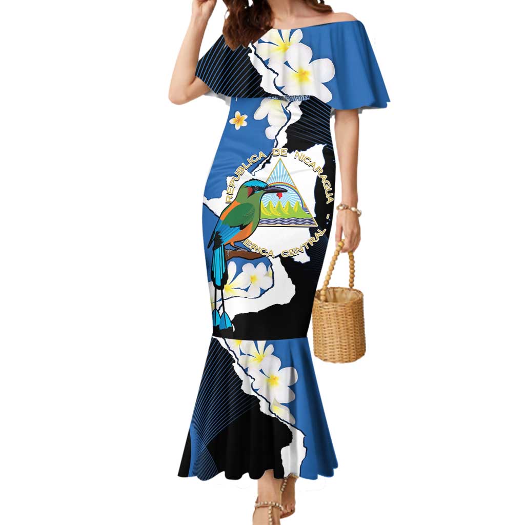 Personalized Nicaragua Independence Day Mermaid Dress Nicaraguan Guardabarranco Mix Sacuanjoche Flowers - Wonder Print Shop