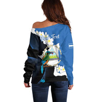 Personalized Nicaragua Independence Day Off Shoulder Sweater Nicaraguan Guardabarranco Mix Sacuanjoche Flowers - Wonder Print Shop
